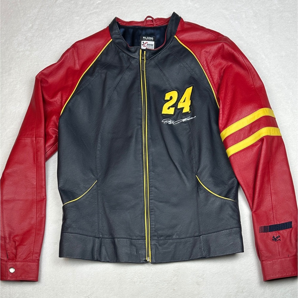 Wilsons Leather NASCAR 24 Jeff Gordon Racing Jacket Women's Size Large Red Black